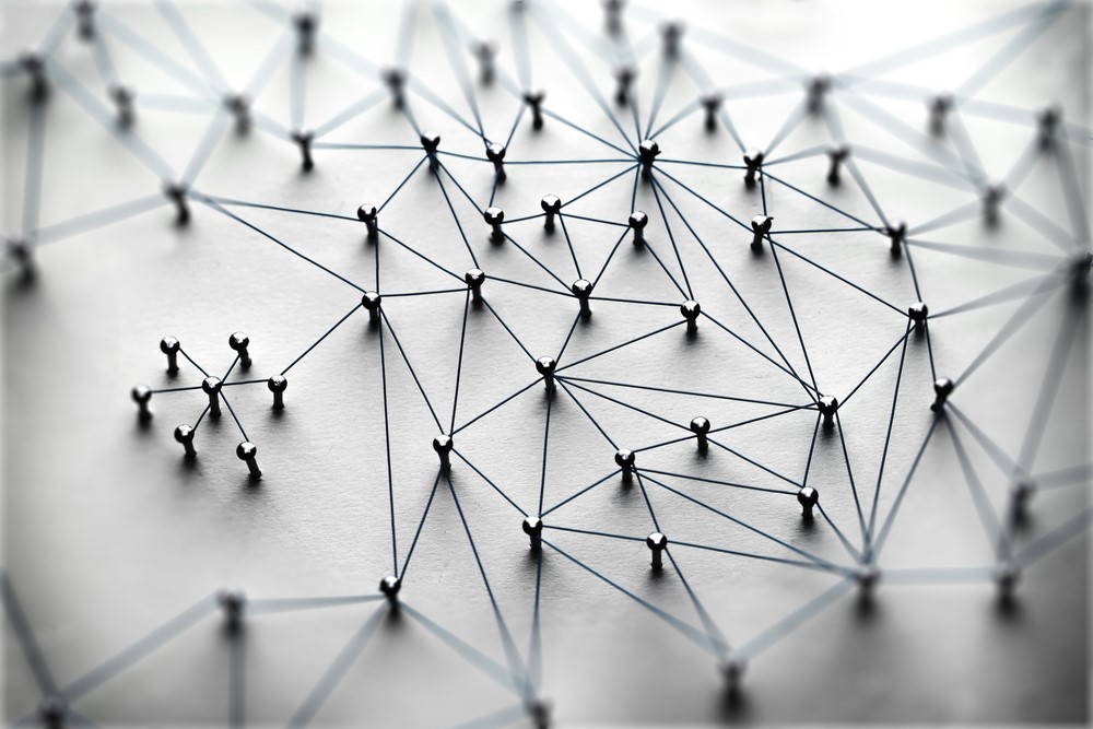 Photo of interconnected pegs using string